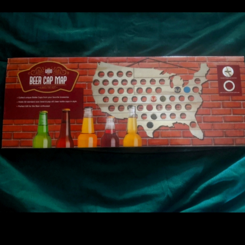 Wooden Beer Bottle Cap Map